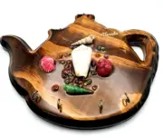 Florida KEYS Souvenir Key Rack Wood Teapot Sea Shells 10x7" Very Cute