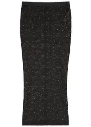 Alessandra Rich Crystal-embellished Lace Midi Skirt - Black - 44 (UK12 / M) 44 (UK12 / M)
