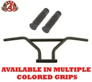 ALTA 4-Piece BMX Handlebar Old School Black W/ 116mm SKULL BMX Style GRIPS.