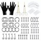 84Pcs Professional Body Piercing Kit Ear Lip Tongue Nose Navel Nipple Rings Set