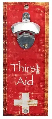 Wall Mount Sign Bottle Beer Opener MDF Wall Mount Bottle Soda Opener Thirst Aid