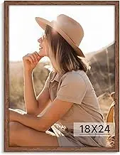 Light Walnut 18x24 - Single Frame - Rustic Woodgrain 18 x 24 Poster Frame with Plexiglass for Wall Gallery Display, 18x24 Picture Frame for Puzzles, Artwork, Photos and Posters - Ideal Christmas Day