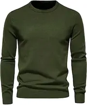 [Qolkmuiy-GJ] Men's Classic Turtleneck Pullovers Cable Knit Thermal Pullover Sweatshirt Casual Soft Twist Knitted Sweater, Green 1, Small
