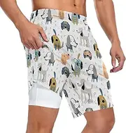 [ZZXXB] Poodle Beagle Athletic Shorts for Men with Pockets 2 in 1 Quick Dry Running Shorts S-3XL