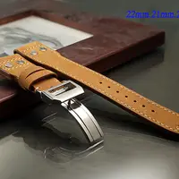 在飛比找PChome24h購物優惠-全新 高級軍錶專用摺疊扣雙釘仿舊錶帶 ( 22mm.21mm