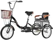 DEFGHIJ 16 Foldable Adult 3 Wheel Tricycle Cruiser Cycling Trike with Basket Single Speed 3 Wheel Adult Trike Bike Cargo Trike Cruiser for Outdoor Sports Shopping (Red)