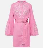 [Melissa Odabash] Melissa Odabash Everly embroidered cotton and linen minidress AU 10 pink