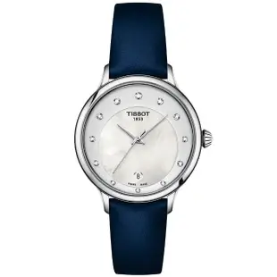 【TISSOT 天梭】官方授權 ODACI-T 時尚大三針鑽石女錶 套錶-33mm 母親節禮物 送行動電源(T1332101611600)