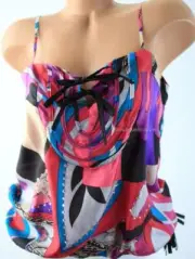 BUFFALO David Bitton Karma Multi Color Print Silk Sequin Blouse NWT