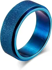 [Mulmoy] 8 mm Steel Frosted Rotatable Ring Gold Black Blue Emery Men's Hipster Ring Titanium Steel Ring