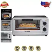 Stainless Steel 4-Slice Toaster Oven with Bake Pan - Efficient Kitchen Helper