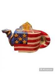 Oneida Factory Store American Flag Handpainted Mini Decorative Teapot 6" x 4"