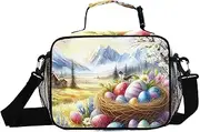Watercolor Easter Floral Insulated Lunch Box for Women Men - Ideal for Work, Picnics - Includes Adjustable Shoulder Strap