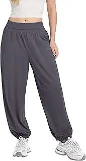 [Mintreus] Women's Harem Pants, High Waist Boho Palazzo Trousers with Front Pockets Summer Hippie Pants 2025, Iron Gray, Medium