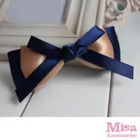 在飛比找momo購物網優惠-【MISA】緞帶髮夾/華貴風藍粉緞帶髮夾 髮飾(2款任選)