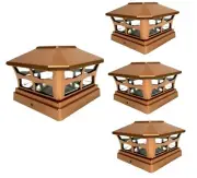 4 Pcs Copper Solar Garden Cap Post Light 5X5 Plastic 2 Bright SMD LED Cap Light