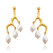 Culturesse Esmese 24K Pure Gold Plated Freshwater Pearl Earring For Pierced Ears