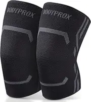 Bodyprox Knee Compression Sleeve For Men And Women (2 Pack), Knee Support Brace For Running And Work Out (Medium, Black)