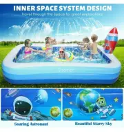 Inflatable Swimming Pool for Kids - 118’’ Blow up Kiddie Pool with Water Sprayer