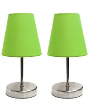 Lalia Home Sand Nickel Mini Basic Table Lamp With Fabric Shade 2pk Set