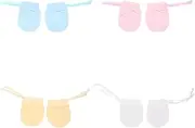 [MOKKHNB] 4pairs Newborn Anti-scratch Gloves Soft Protective Mittens for Skin-friendly Design for Face and Scratch Random Colors