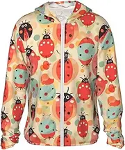 [LHBWCVN] UPF 50+ Light Jacket Full Zip Sun Protection Hoodie for Women Men Long Sleeve Ladybugs Cartoon Pattern Sun Shirts
