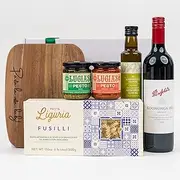 The Hamper Boutique Co Gourmet Wine & Italian Delights Gift Hamper – Penfolds Shiraz, Serving Board, Olive Oil, Fusilli Pasta & Pesto Duo