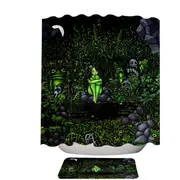 Green Wood Nymph Girl Surrounded by Odd Creatures Shower Curtain
