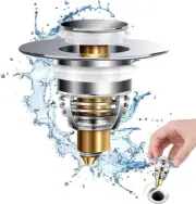 Bathroom Sink Drain Stopper Pop up Sink Drain Plug, Stainless Steel anti Cloggin