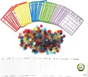 Yuanhe Complete Bingo Game Set with 50 Bingo Cards, 500 Colorful Transparent Bingo Chips and Deck of Calling Cards