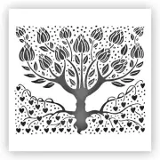 Tulip and Heart Tree Stencil - Choose a Size - Laser-Cut Reusable Plastic