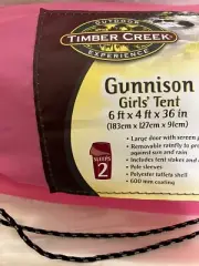 Timber Creek Gunnison Girls’ Tent Sleeps 2, 6’ x 4’ x 36” Pink, Gray And White
