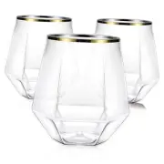 40 Pcak Plastic Stemless Wine cocktail Whiskey Champagne Glasses, 12 Oz Gold