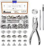 Rustark 40 Sets 160Pcs Stainless Steel Marine Grade Snap Fasteners Kit with 4Pcs Setting Tool, 15mm Snap Buttons Heavy Duty Press Stud Cap with Pliers for Canvas Boat Cover
