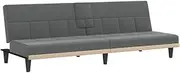 [vidaXL] Modern Sofa Bed with Table and USB Ports - Durable Dark Grey Fabric Sleeper for Indoor Use - Adjustable Backrest and Comfortable Padding
