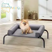 Petzly Cooling Dog Bed with Pillows for Large Dogs Washable Durable Grey Medium