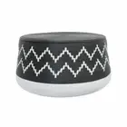 MALANG NATURAL RATTAN COFFEE TABLE SOLID BLACK TOP/SOLID WHITE BASE/W PATTERN