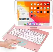 BABG iPad 9th Generation Case with Keyboard,360° Rotatable,Touchpad,Backlit Keyboard with Pencil Holder for 10.2 inch iPad 9th Gen 2021/ 8th Gen 2020/7th Gen 2019 and iPad Air 3/Pro 10.5"-Rose Gold