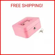 Medium Cash Box w/ Money Tray,Small Safe Lock Box w/ Key, Drawer,7.87"x 6.30"x 3