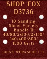 SHOP FOX D3736 - 40/80/100/150/240/400/800/1500 - 10pc Variety Bundle II