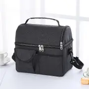8l Cooler Bag Waterproof Lunch Bag 2 Compartments Large Capacity Lunch Bag Detachable & Adjustable Shoulder Strap(black)