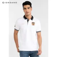 在飛比找蝦皮購物優惠-Giordano MEN 男士棉質萊卡珠地短袖刺繡 Polo