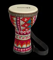 Mano 6 inch Djembe with Strap & Bag - Pre-tuned with Red & Blue Cloth Design