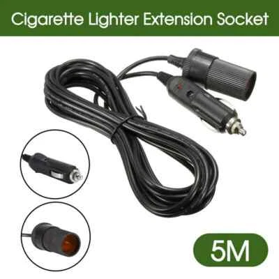 12V Car Cigarette Cigar Lighter Extension Adapter Plug Lead Socket with 5M Cable