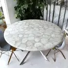 White Quartz Table, Agate Table, Agate Coffee Table, Agate Center Table Top Deco