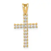 14k Yellow & Rhodium 1/4 Ct. Lab Grown Diamond VS/SI+ G+ Cross Pendant