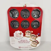 NEW Wilton Elf On The Shelf Baking Cookie Pan & Recipe 12 Spaces 3" Non-Stick