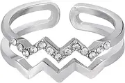 [MIXJOY] Double Wave Ring Gifts for Daughter Sister Bestie, Inspirational Daily Reminder Ring Gifts for Girls Women, Adjustable