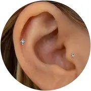 [NONTAI] 20G/18G/16G Tiny Stud Earrings, Dainty Threadless Flat Back Earrings, Cartilage Tragus Piercing Jewelry Conch Stud Nose Helix Stud