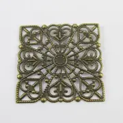 10pcs Metal Filigree Square Embellishments 40mm Antique Bronze Card Scrapbooking